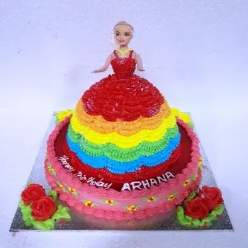 Rainbow Theme Barbie Cake