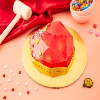 Red Heart Pinata Cake