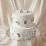 White Butterfly Two Tier Cake