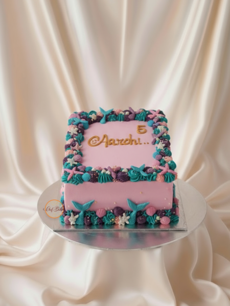 Mermaid Theme Square Cake