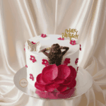 Girl Silhouette Floral Cake