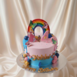 Princess Rainbow Cake with Butterflies for 4th Birthday