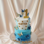 Elegant Two-Tier Butterfly Cake for 1st Birthday