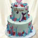 Two Tier Mermaid Theme Cake