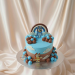 Bluey and Bingo Themed Cake with Clouds and Rainbow