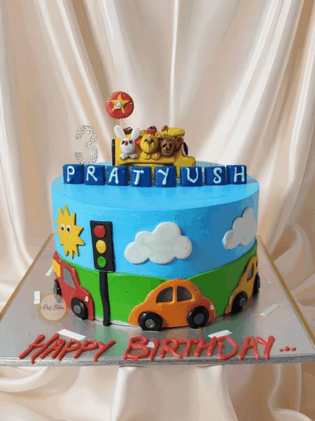 Kids Traffic Car Theme Cake
