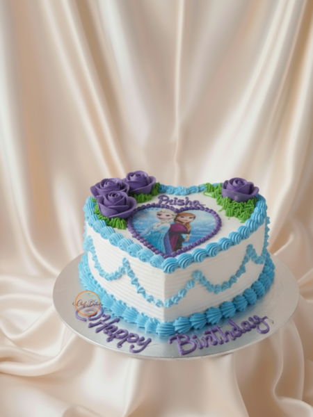 Frozen Themed Heart Shaped Cake