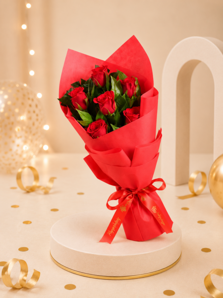 Bunch of 6 Red Roses