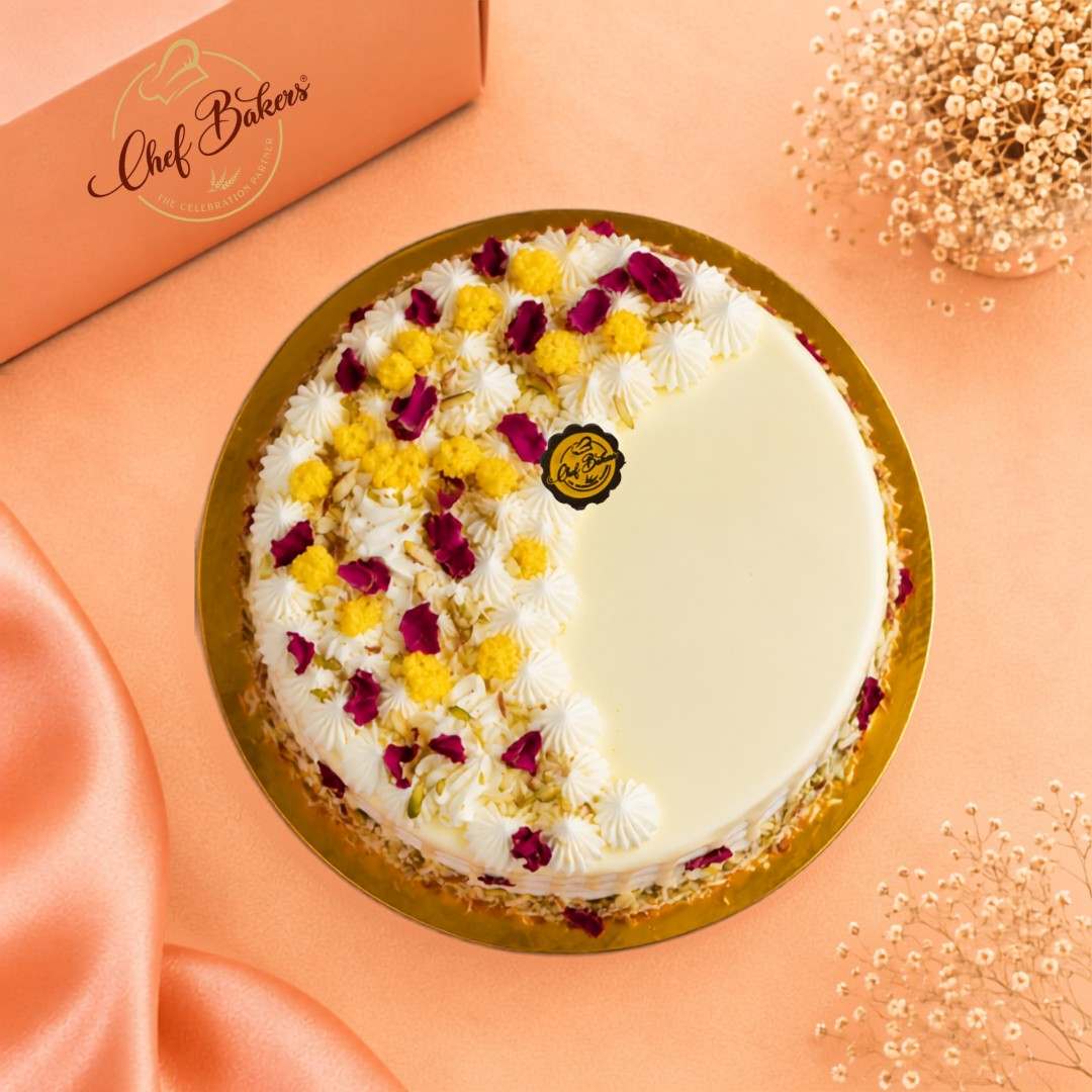 Kesar Rasmalai Cake top view