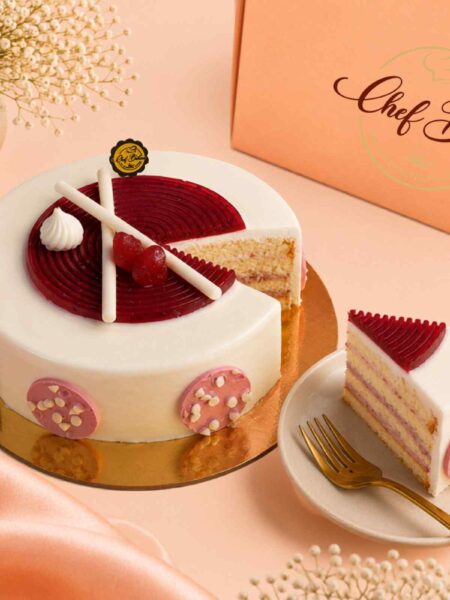 White Chocolate Raspberry Cake With One Slice