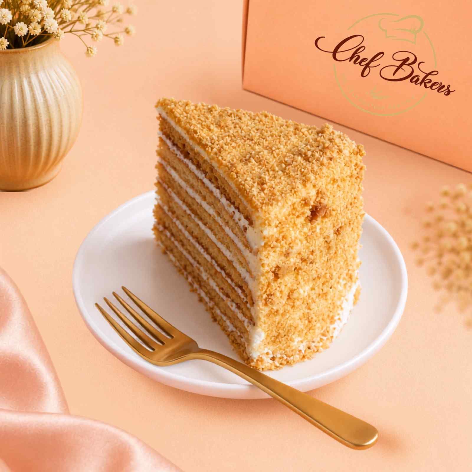 Russian Medovik Cake slice