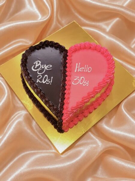 Bye 20s Hello 30s Heart Cake