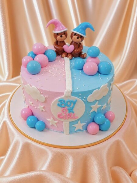 Teddy Bear Gender Reveal Cake