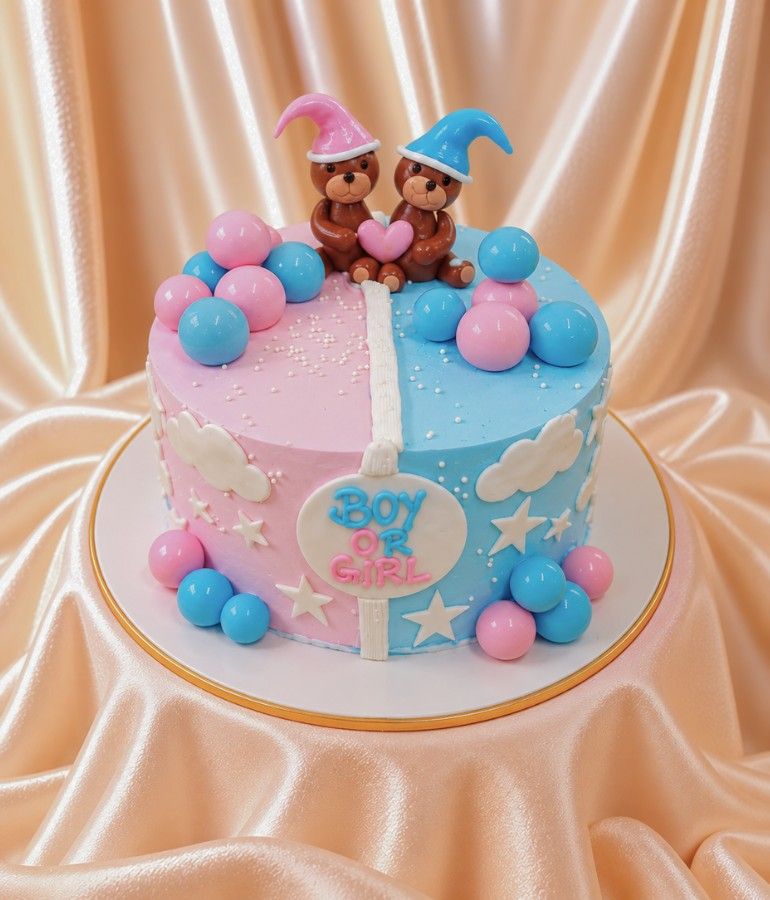 Teddy Bear Gender Reveal Cake