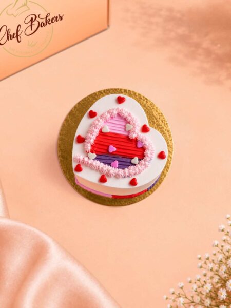 Sweet hearts bento cake top view